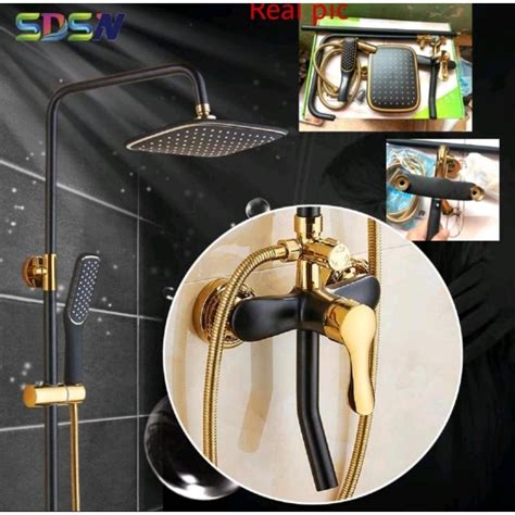 Jual Shower Coulomn Black Gold Shower Tiang Wall Shower Panas Dingin Indonesia Shopee Indonesia