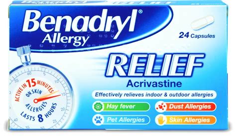 Benadryl Allergy Relief 24 Capsules Medino