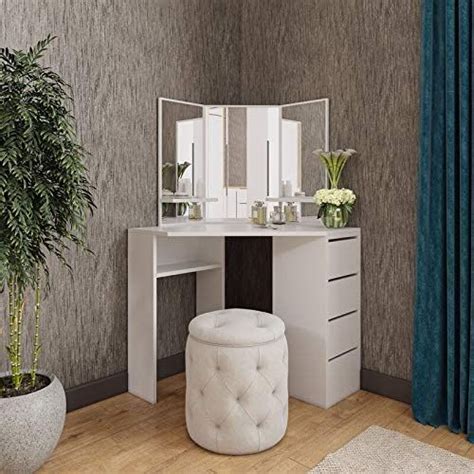 Find bedroom vanities at wayfair. Amazon.com: Victory Corner Vanity Table White Makeup Desk ...