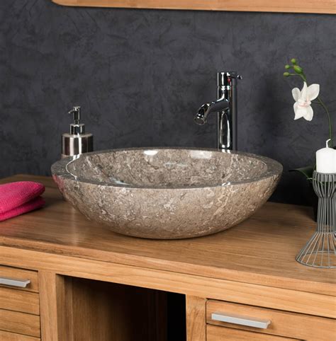 Polished Stone Basin Grey Sink 40 X 15cm