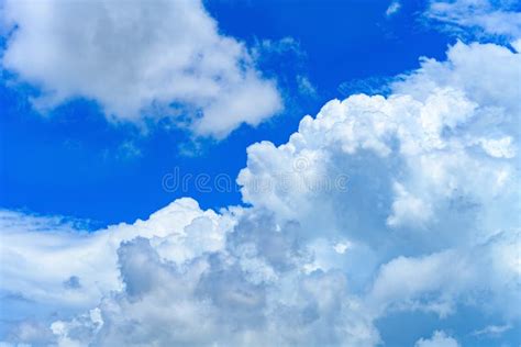 Beautiful Blue Sky With Thick White Clouds In The Morning Horizontal