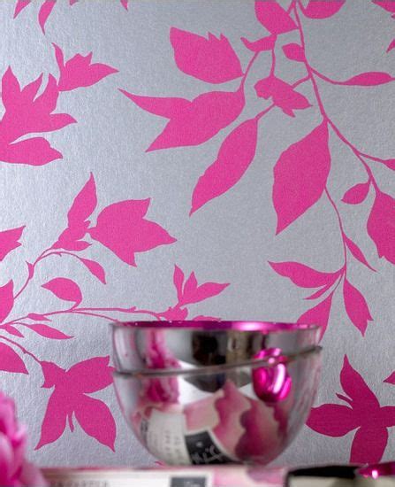 Midsummer Pink And Silver Wallpaper Pink Floral Wallpaper Pink And