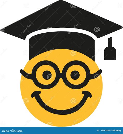 Smiley With Glasses And Graduation Hat Stock Vector Illustration Of