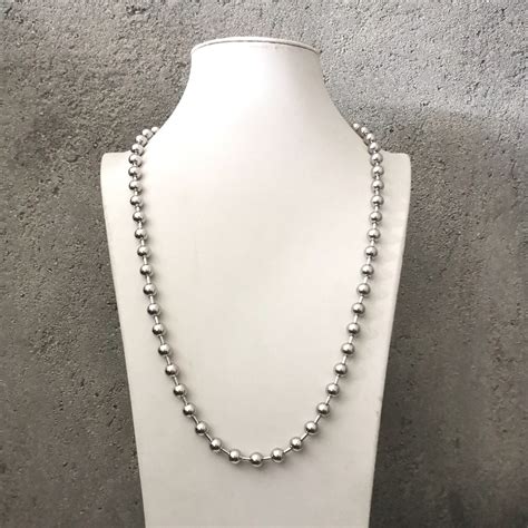 Jumbo Ball Chain Necklace Stainless Steel Antique Silver Mm Etsy