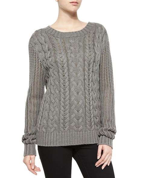 Frame Cable Knit Pullover Sweater In Gray Lyst