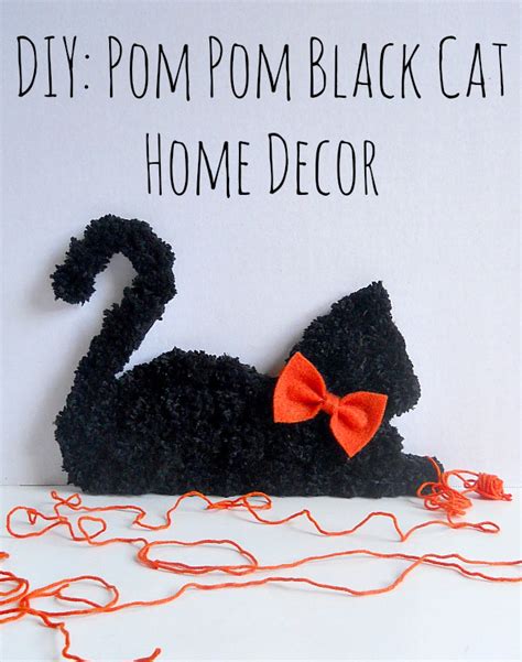 Diy Pom Pom Black Cat Home Decor Running With A Glue Gun