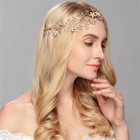 Gorgeous Rose Gold Crystal Rhinestone Pearls Wedding Hair Accessories