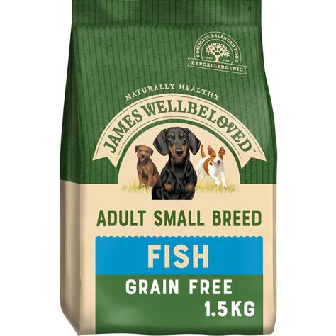 Venison, lamb meal, garbanzo beans, peas, lentils James Wellbeloved Grain Free Adult Small Breed Fish & Veg ...
