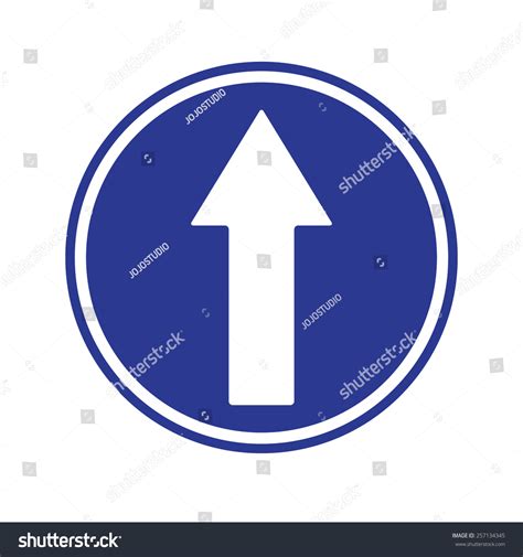Ahead Only One Way Traffic Sign Drive Straight Stock Vector