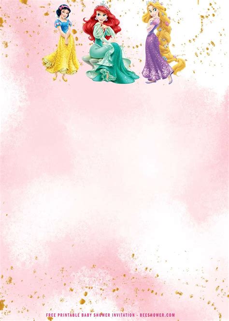 Free Printable Disney Princess Baby Shower Invitation Template