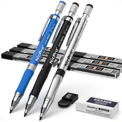 Buy Nicpro 2mm Mechanical Pencil Set 3 Pcs Artist Drafting Clutch