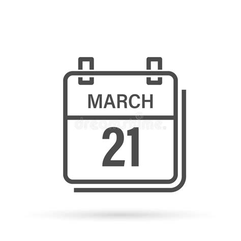 March 21 Calendar Icon With Shadow Day Month Flat Vector