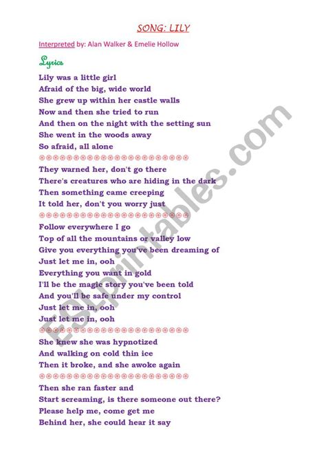 Lily Alan Walker Lyrics Farelimfa