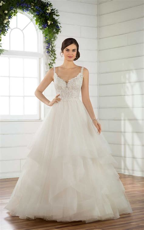 Designer illusion strapless geometric lace wedding dress with illusion back wedding gown. Princess Lace Wedding Dress | Essense of australia wedding ...
