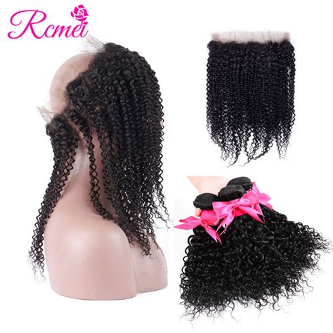 Rcmei Malaysian Kinky Curly Lace Frontal With Bundles Pre