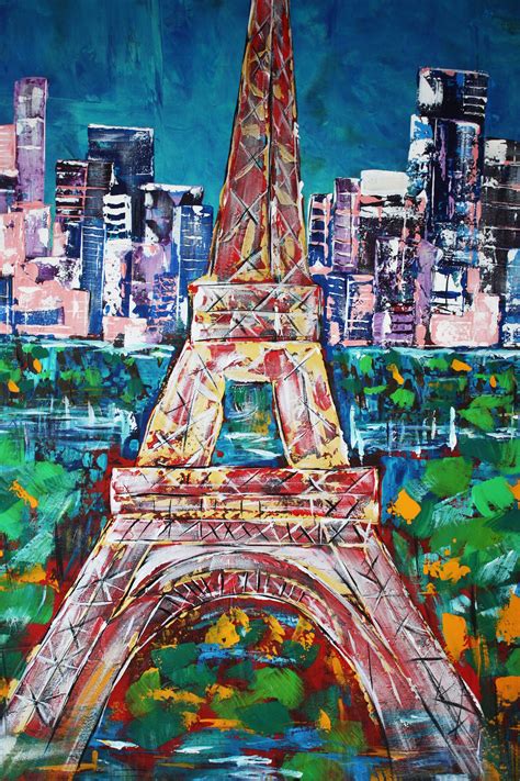 Obras De Arte Originales De La Torre Eiffel De París Arte De Etsy