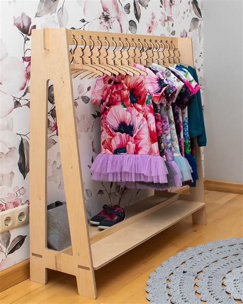 Toddler Clothing Rack For Children Dress Up Rack Hanging Rack Wood