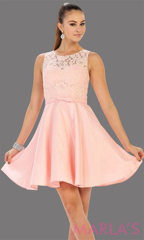 Short High Neck Flowy Blush Pink Dress 142213s Marlasfashions