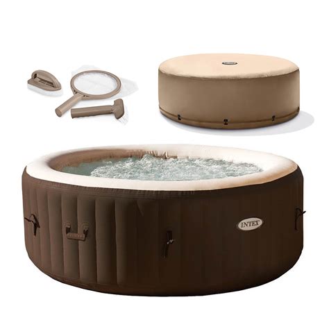 Intex Purespa 4 Person Inflatable Hot Tub With Replacement Cover And Accessory Kit
