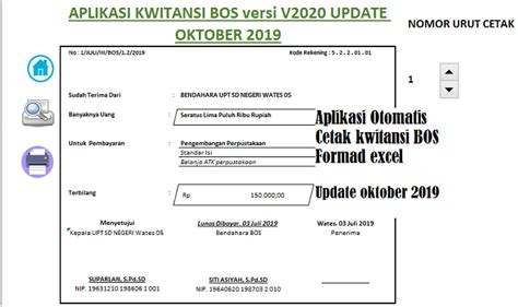 Aplikasi Cetak Kwitansi BOS V 2020 Otomatis Format Excel Update 2022