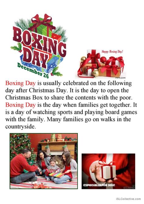 Boxing Day English Esl Worksheets Pdf And Doc