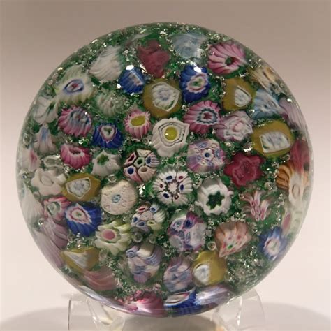 Rare Antique Riedel Art Glass Paperweight Close Packed Complex Millefiori Glass Paperweights