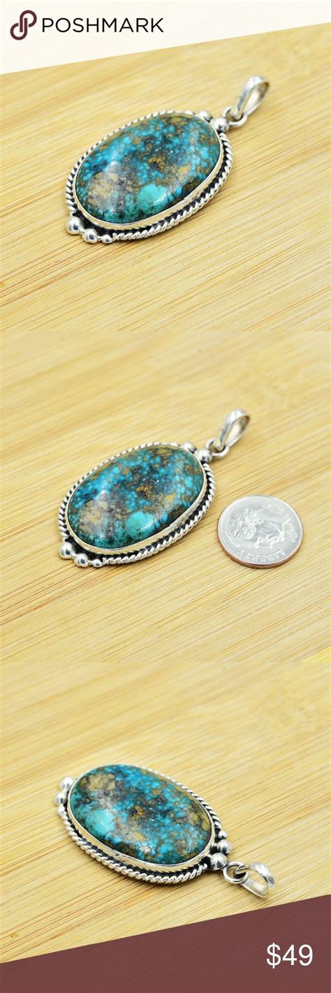 Turquoise Pendant Hallmark Made In Mexico Sterling Silver Is