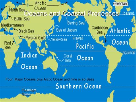 Ppt Four Major Oceans Plus Arctic Ocean And Nine Or So Seas