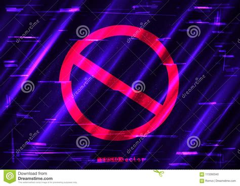 Glitch Forbid Ban Sign Symbol Template Stock Vector Illustration Of
