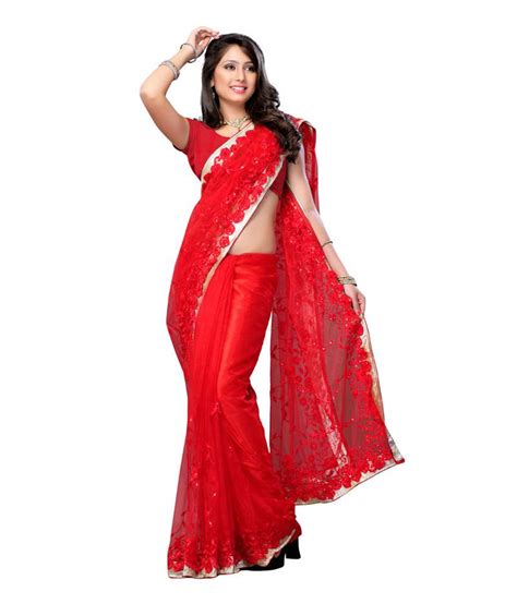Red Hot Bollywood Actress Sonakshi Sinha Inspired Designer Pure Net Saree Fabiona 409209