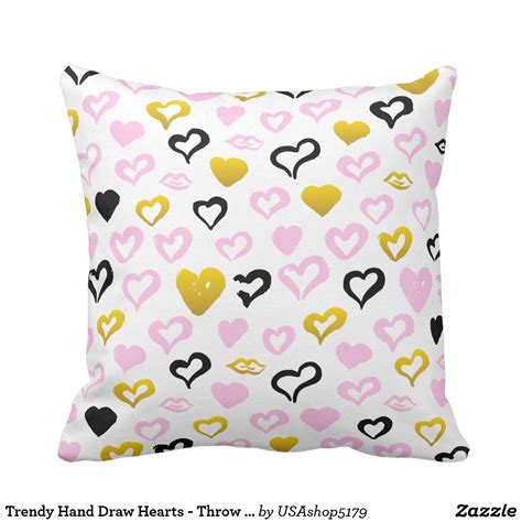 Designer throw pillows are an excellent way to make an ordinary room look lavish. Trendy Hand Draw Hearts - Throw Pillow | Decorative throw ...