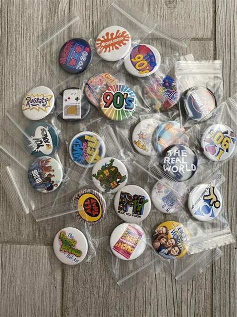 90s Vintage Style Pinback Buttons Randomly Picked 90s Baby Etsy