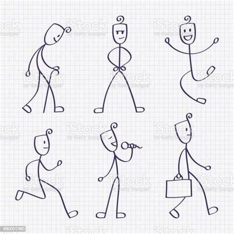 Stick Figure Of Man With Different Poses Stock Illustration Download