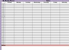 weekly schedule template  word version  landscape  page sunday