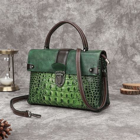 Retro Crocodile Pattern Luxury Women Handbags 2023 New Genuine Cowhide