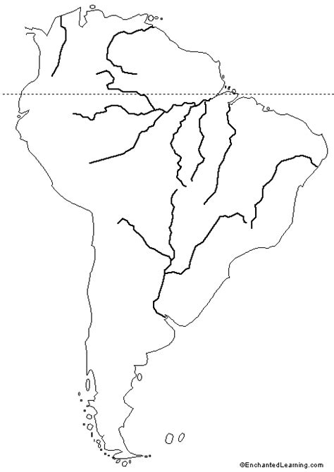 Blank Physical Features Map Of South America