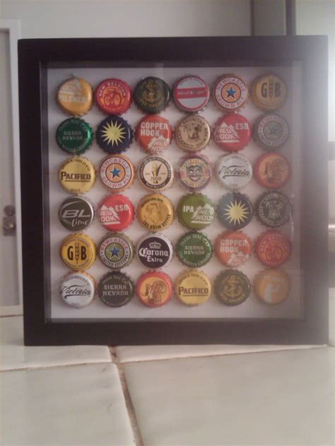 Beer Bottle Caps Displayed In An 8 X 8 Shadowbox My Husband And I
