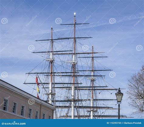 Greenwich Cutty Sark The Sails Against The Blue Sky Stock Image