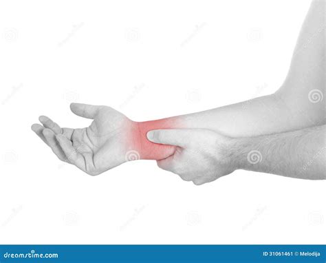 Acute Pain In A Man Wrist Male Holding Hand To Spot Of Wrist Pa Stock