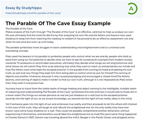The Parable Of The Cave Essay Example