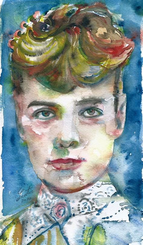 Nellie Bly Watercolor Portrait Painting By Fabrizio Cassetta Fine Art