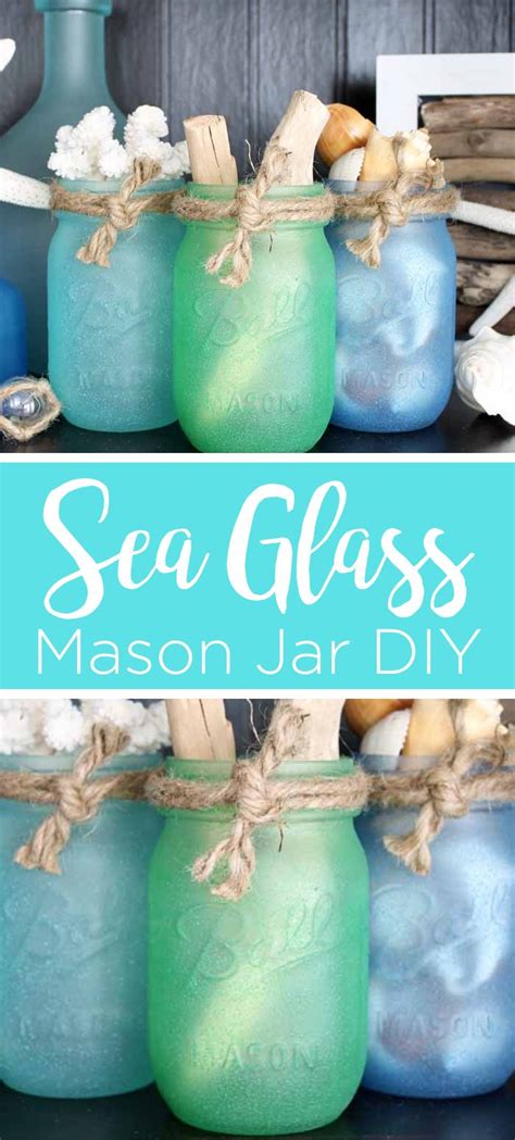 Painted Mason Jars With Sea Glass Paint In 2020 Painted Mason Jars Mason Jar Crafts Mason