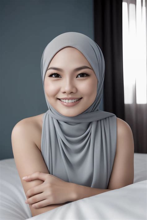 matured malay woman in hijab naked sleeping in bed portrait photography lying in bed naked mid