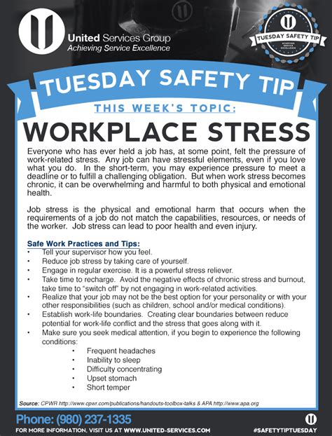 This Weeks Tuesday Safety Tip Is About Workplace Stress United
