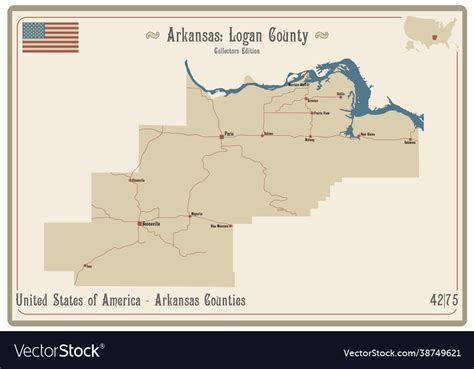 Map Logan County In Arkansas Royalty Free Vector Image