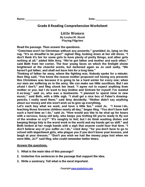 Grammar worksheets esl, printable exercises pdf, handouts, free resources to print and use in your classroom. Reading Worksheets | Eighth Grade Reading Worksheets