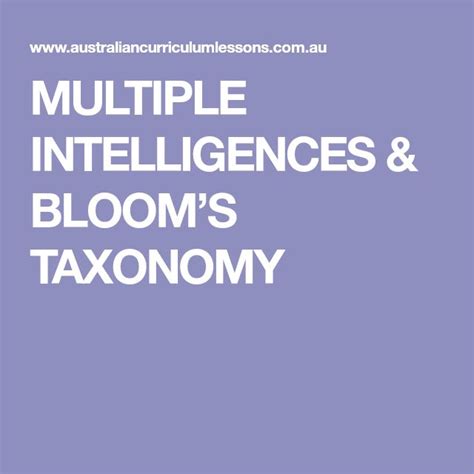 Multiple Intelligences Blooms Taxonomy Australian Curriculum Multiple Intelligences Study
