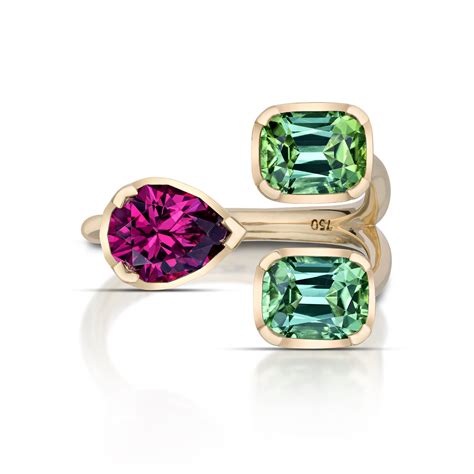 Equilibrio Ring / Garnet & Mint Tourmaline | Mens gemstone rings