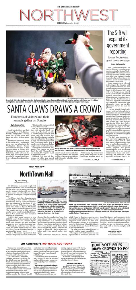 Northwest Front Page For Dec 2 2019 The Spokesman Review