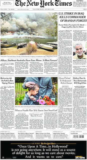 The New York Times International Edition In Print For Saturday Jan 4 2020 The New York Times